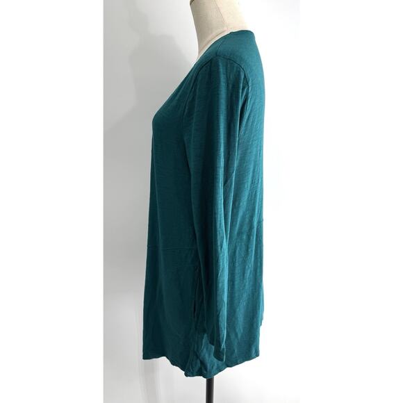 Chicos Cardigan Womens Medium Teal Ultimate Tee Slub Knit Open Front Cotton - Picture 4 of 8